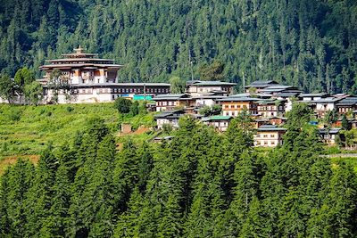 Dzong de Gangtey - Village de Gangtey - Vallée de Phobjikha - Bhoutan