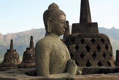 Stupas au temple de Borobudur - Java - Indonésie