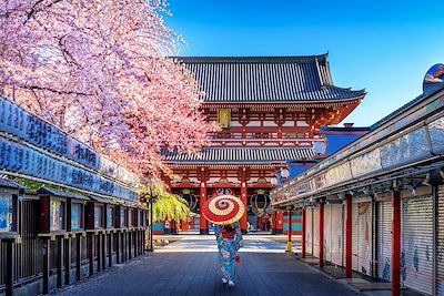 © tawatchai1990 / Adobe Stock - Maiko devant le temple Senso-ji à Tokyo - Japon Maiko devant le temple Senso-ji à Tokyo - Japon