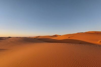 Coucher de soleil sur les dunes de Merzouga - Maroc