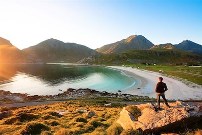 Plage de Haukland dans les îles Lofoten - Comté de Nordland - Norvège