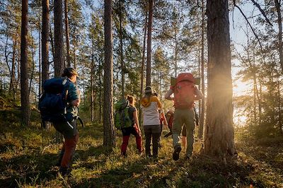 Randonneurs en forêt - massif d'Espedalen - Norvège