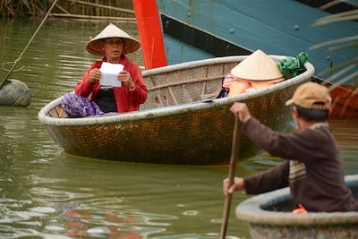 Barque traditionnelle ronde en bambou - Hoi An - Vietnam