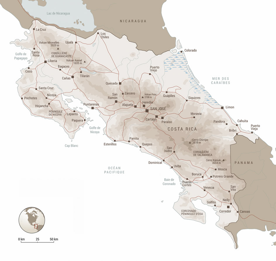 Carte du Costa Rica