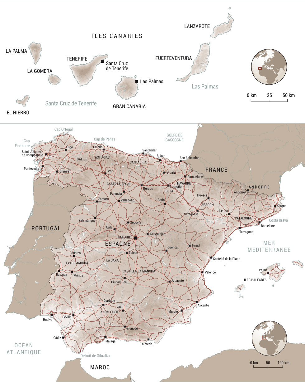 Carte de l'Espagne