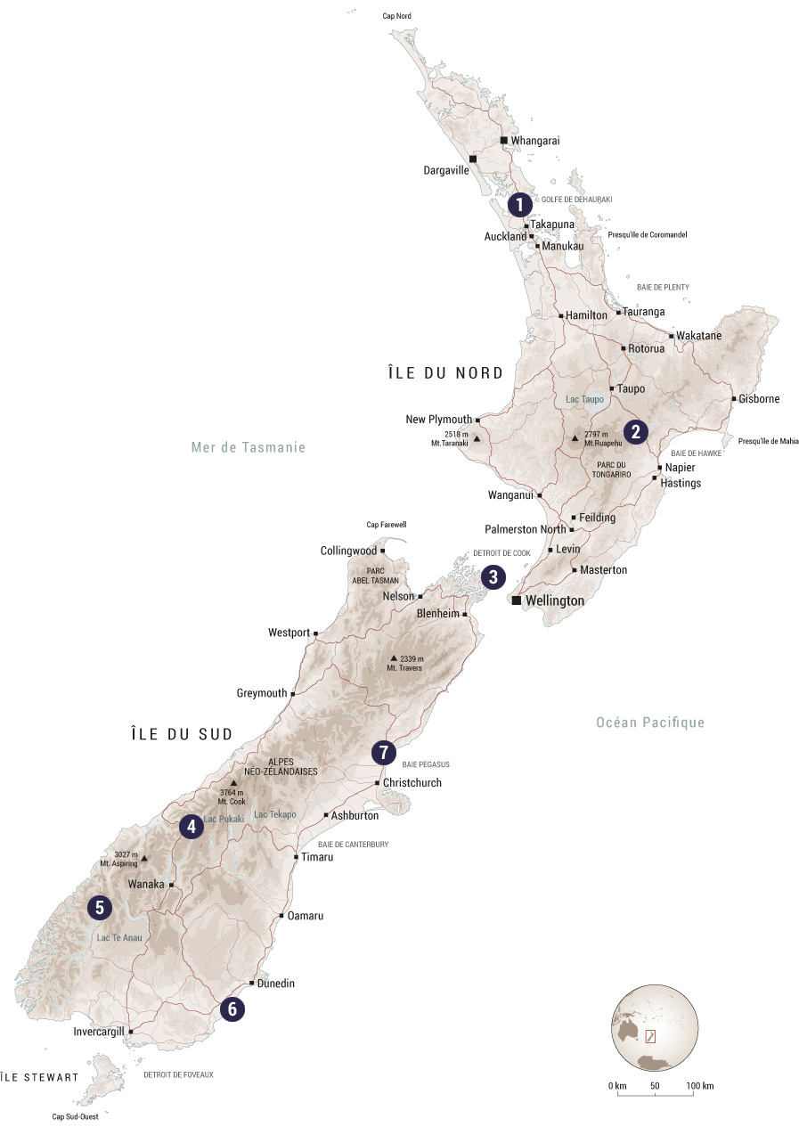 Carte de la Nouvelle-Zélande